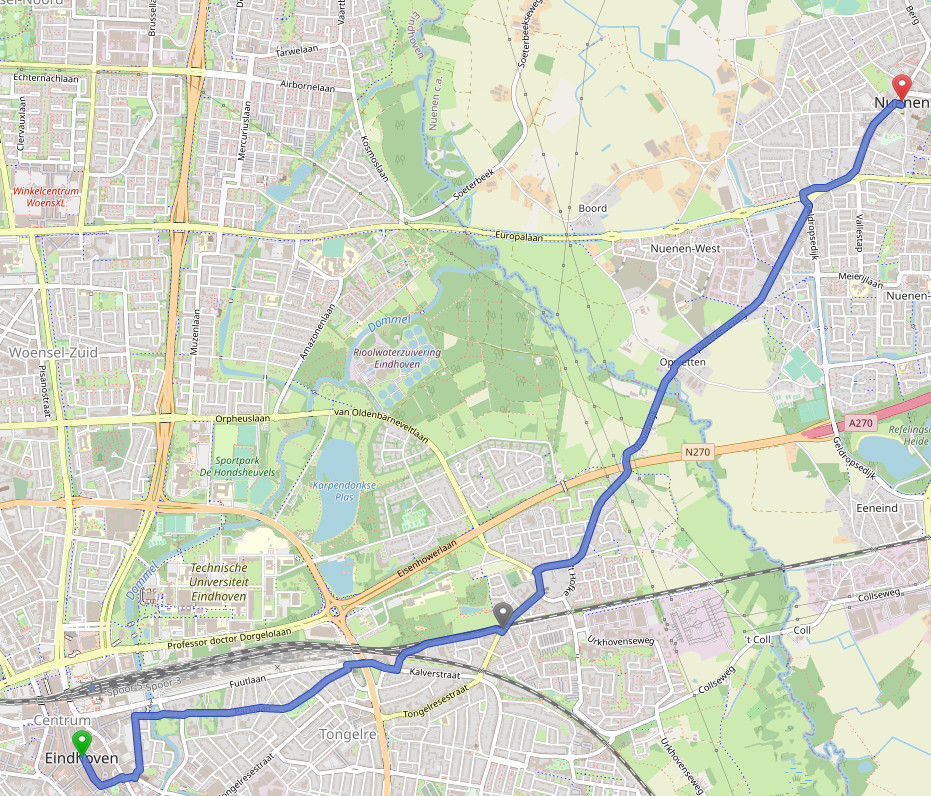 Route von Eindhoven nach Nuenen