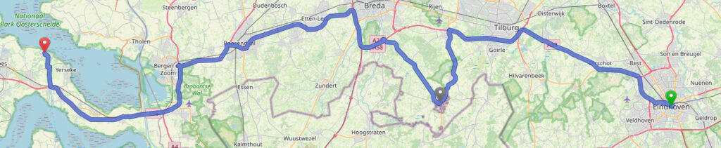 Route von Eindhoven nach Wemeldinge