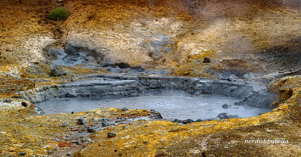 Brodelnder Schlammtopf im Geothermalgebiet Krýsuvík